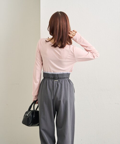 mystic（ミスティック）の「裾ギャザーシアーロンＴ（Tシャツ/カットソー・レディース・ブルー/オフホワイト/ブラウン/ピンク・FREE）」の7枚目の写真