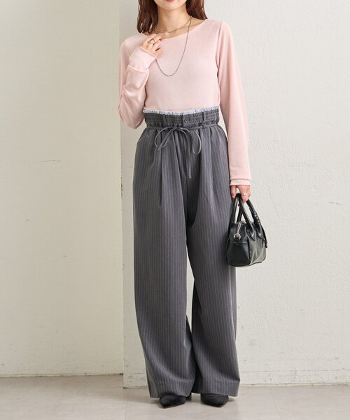 mystic（ミスティック）の「裾ギャザーシアーロンＴ（Tシャツ/カットソー・レディース・ブルー/オフホワイト/ブラウン/ピンク・FREE）」の9枚目の写真