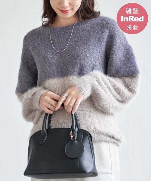 ikka(イッカ)の「【雑誌InRed1月号掲載】ブークレーフェザー切り替えニットプルオーバー(ニット/セーター・レディース・ベージュ/ブルー/グレー/チャコール・L/M/S)」の3枚目の写真