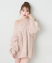 one after another NICE CLAUP | ケーブルニットミニワンピース(ワンピース)
