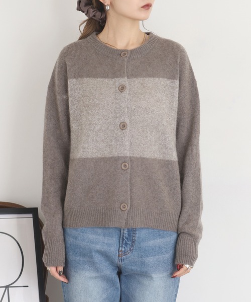 EGLANTINE(エグランティーヌ)の「EGLANTINE ヤクバイカラーカーディガン(カーディガン/ボレロ・レディース・チャコールグレー/ダークブラウン/グレー・38)」の22枚目の写真