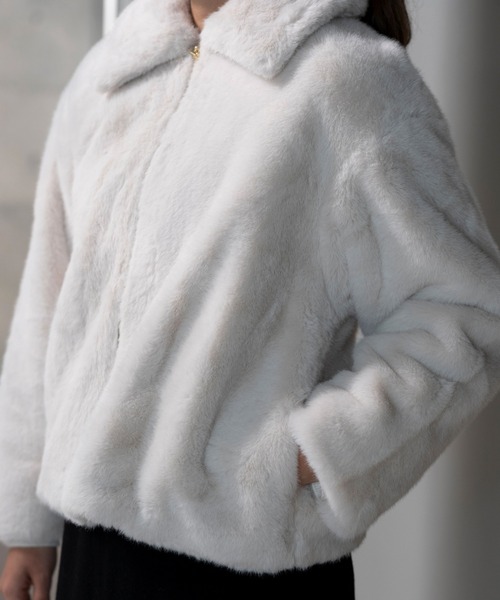 STRAWBERRY-FIELDS（ストロベリーフィールズ）の「ミンクファージャケット（その他アウター・レディース・グレイッシュベージュ/チャコールグレー/ブラウン・2）」の6枚目の写真