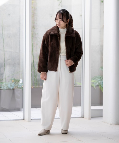 STRAWBERRY-FIELDS（ストロベリーフィールズ）の「ミンクファージャケット（その他アウター・レディース・グレイッシュベージュ/チャコールグレー/ブラウン・2）」の12枚目の写真