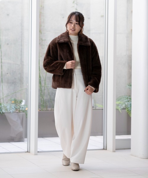 STRAWBERRY-FIELDS（ストロベリーフィールズ）の「ミンクファージャケット（その他アウター・レディース・グレイッシュベージュ/チャコールグレー/ブラウン・2）」の13枚目の写真