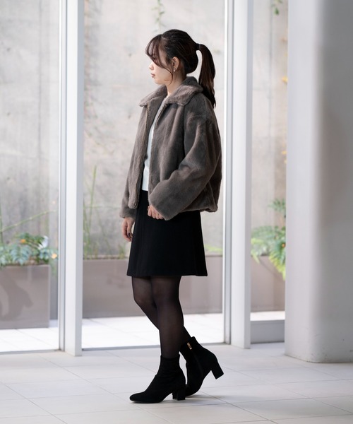 STRAWBERRY-FIELDS（ストロベリーフィールズ）の「ミンクファージャケット（その他アウター・レディース・グレイッシュベージュ/チャコールグレー/ブラウン・2）」の14枚目の写真