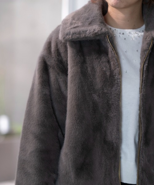 STRAWBERRY-FIELDS（ストロベリーフィールズ）の「ミンクファージャケット（その他アウター・レディース・グレイッシュベージュ/チャコールグレー/ブラウン・2）」の22枚目の写真