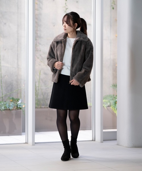 STRAWBERRY-FIELDS（ストロベリーフィールズ）の「ミンクファージャケット（その他アウター・レディース・グレイッシュベージュ/チャコールグレー/ブラウン・2）」の20枚目の写真