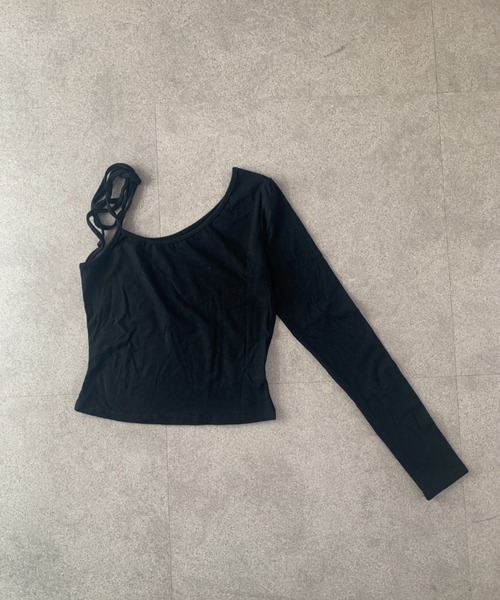 SHEPP（シープ）の「【2点セット】ドッキングレイヤード風 ワンショルカットソーセット（Tシャツ/カットソー・レディース・ブラック/グレー・L/M）」の22枚目の写真