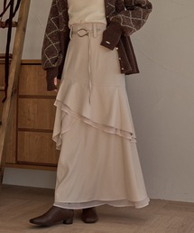 mideal | asymmetric double frill skirt  / アシンメトリーダブルフリルスカート(スカート)