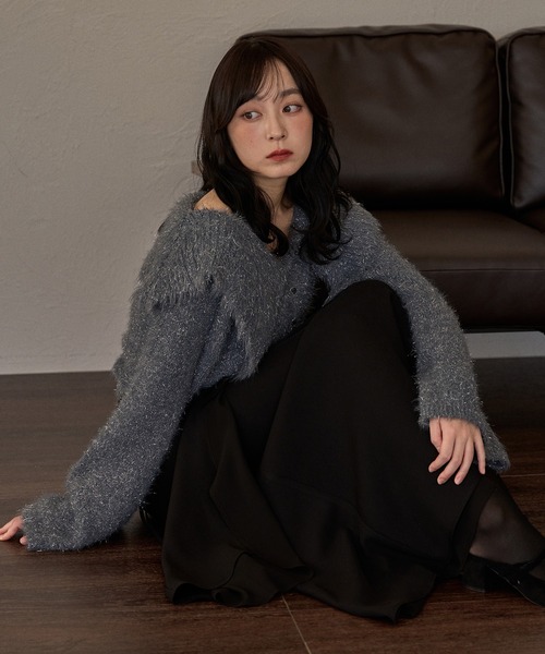 mideal（マイディール）の「asymmetric double frill skirt  / アシンメトリーダブルフリルスカート（スカート・レディース・ブラック/アイボリー・FREE）」の4枚目の写真