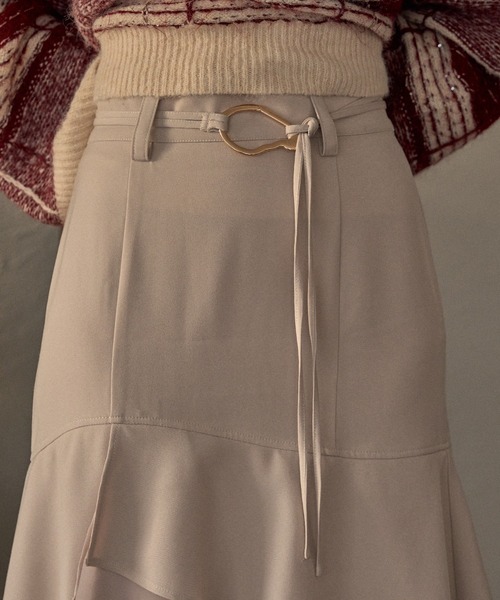 mideal（マイディール）の「asymmetric double frill skirt  / アシンメトリーダブルフリルスカート（スカート・レディース・ブラック/アイボリー・FREE）」の10枚目の写真