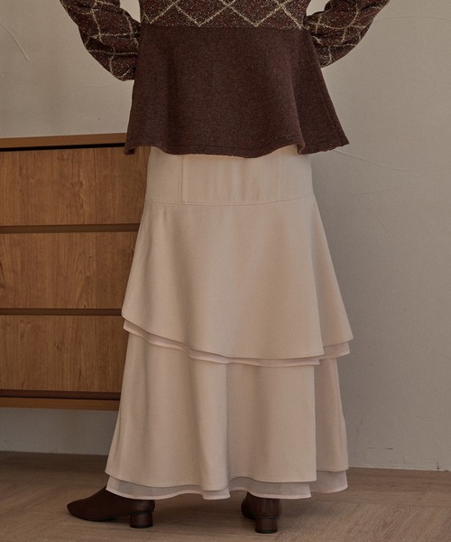 mideal（マイディール）の「asymmetric double frill skirt  / アシンメトリーダブルフリルスカート（スカート・レディース・ブラック/アイボリー・FREE）」の19枚目の写真