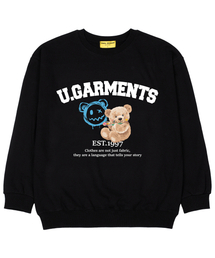 アートベア 裏毛 オーバーサイズ スウェットTシャツ ブラック