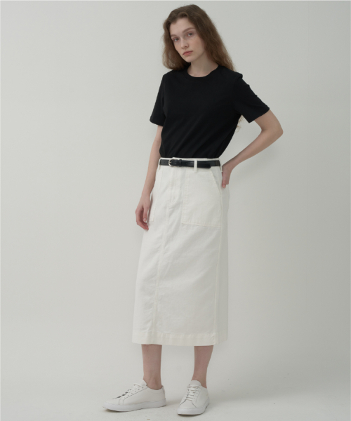 MOTT(モット)の「ポケットエディションコットンデニムスカート - ホワイト(スカート・レディース・その他・SMALL/MEDIUM)」の1枚目の写真