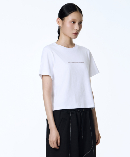 71TO96(チル ハナ トゥ グユク)の「Lettering Crop T-shirt (White)(Tシャツ/カットソー・レディース・ホワイト・FREE)」の4枚目の写真