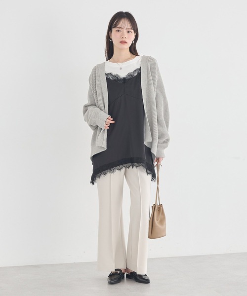 earth music&ecology（アースミュージックアンドエコロジー）の「ランジェリーライクレースキャミ（キャミソール・レディース・アイボリー/ブラック・FREE）」の9枚目の写真