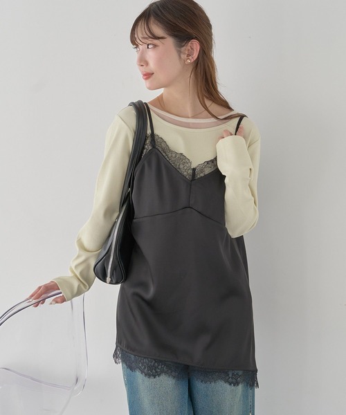 earth music&ecology（アースミュージックアンドエコロジー）の「ランジェリーライクレースキャミ（キャミソール・レディース・アイボリー/ブラック・FREE）」の16枚目の写真