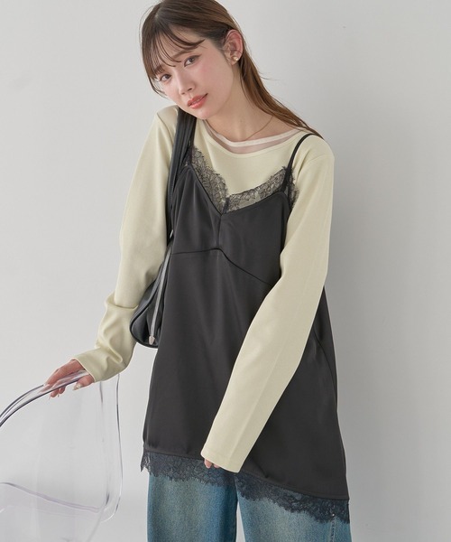 earth music&ecology（アースミュージックアンドエコロジー）の「ランジェリーライクレースキャミ（キャミソール・レディース・アイボリー/ブラック・FREE）」の17枚目の写真