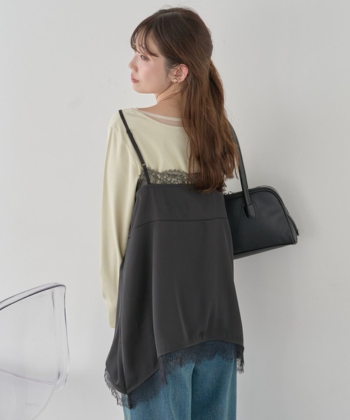 earth music&ecology（アースミュージックアンドエコロジー）の「ランジェリーライクレースキャミ（キャミソール・レディース・アイボリー/ブラック・FREE）」の18枚目の写真