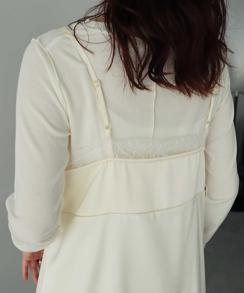 earth music&ecology（アースミュージックアンドエコロジー）の「ランジェリーライクレースキャミ（キャミソール・レディース・アイボリー/ブラック・FREE）」の15枚目の写真