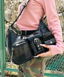 Faux leather half moon shoulder bag
