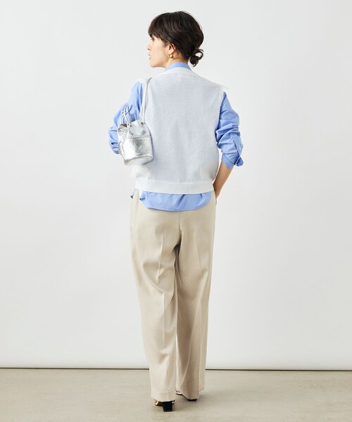 NOLLEY’S（ノーリーズ）の「《手洗い可能》チュールフリンジVネックベスト（ベスト・レディース・ブラック/ホワイト・38）」の8枚目の写真