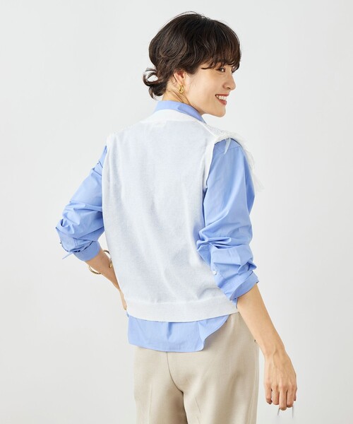 NOLLEY’S（ノーリーズ）の「《手洗い可能》チュールフリンジVネックベスト（ベスト・レディース・ブラック/ホワイト・38）」の11枚目の写真