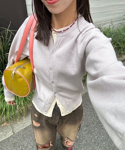 CIAOPANIC(チャオパニック)の「【neutral by ciaopanic】レイヤード風カーディガン(カーディガン/ボレロ・レディース・レッド/グレー/ブラウン・FREE)」の2枚目の写真