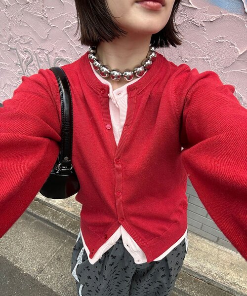 CIAOPANIC(チャオパニック)の「【neutral by ciaopanic】レイヤード風カーディガン(カーディガン/ボレロ・レディース・レッド/グレー/ブラウン・FREE)」の3枚目の写真