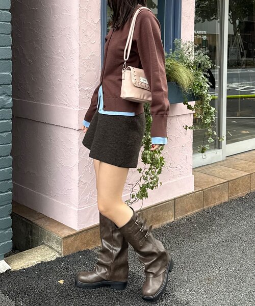 CIAOPANIC(チャオパニック)の「【neutral by ciaopanic】レイヤード風カーディガン(カーディガン/ボレロ・レディース・レッド/グレー/ブラウン・FREE)」の6枚目の写真