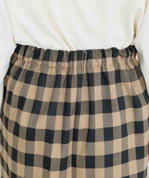 LAVEANGE（ラビアンジェ）の「【洗える】ギンガムチェックナロースカート（スカート・レディース・ブラック/ブラウン・M/5L/4L/3L/LL）」の12枚目の写真