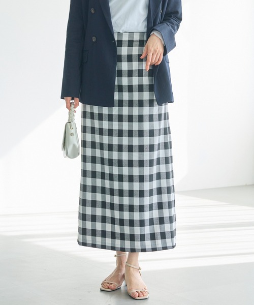 LAVEANGE（ラビアンジェ）の「【洗える】ギンガムチェックナロースカート（スカート・レディース・ブラック/ブラウン・M/5L/4L/3L/LL）」の19枚目の写真