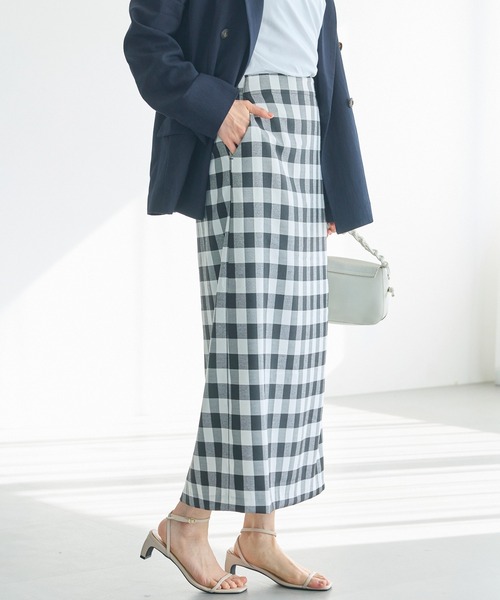 LAVEANGE（ラビアンジェ）の「【洗える】ギンガムチェックナロースカート（スカート・レディース・ブラック/ブラウン・M/5L/4L/3L/LL）」の20枚目の写真
