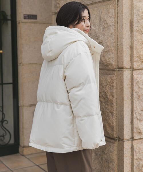 URBAN RESEARCH DOORS（アーバンリサーチドアーズ）の「ミドルダウンジャケット｜冬服/防寒/撥水/2WAY/軽量/通勤服/お出かけ（ダウンジャケット/コート・レディース・モカ/アイボリー/ブラック・MEDIUM）」の7枚目の写真