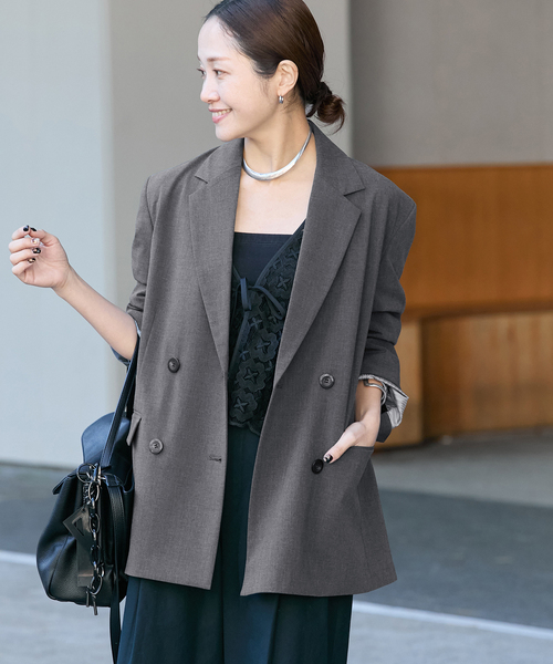 JOURNAL STANDARD（ジャーナルスタンダード）の「2WAYトロジャケット（テーラードジャケット・レディース・チャコールグレー/ブラック/ネイビー・FREE）」の3枚目の写真