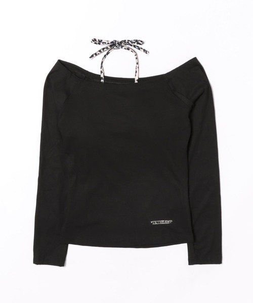 ViViDAY（ビビデー）の「【2点セット】ワンショルダーカットソー＋レオパード柄ブラジャー（Tシャツ/カットソー・レディース・ブラック・M）」の14枚目の写真