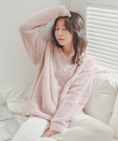 セール】[ ルームウェア ] ボアVネックプルオーバー（ルームウェア