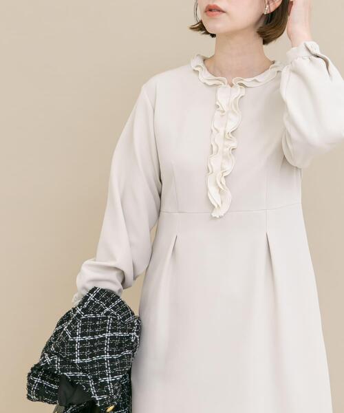 セール】『WEB/一部店舗限定』フリルカラーウエストマークワンピース