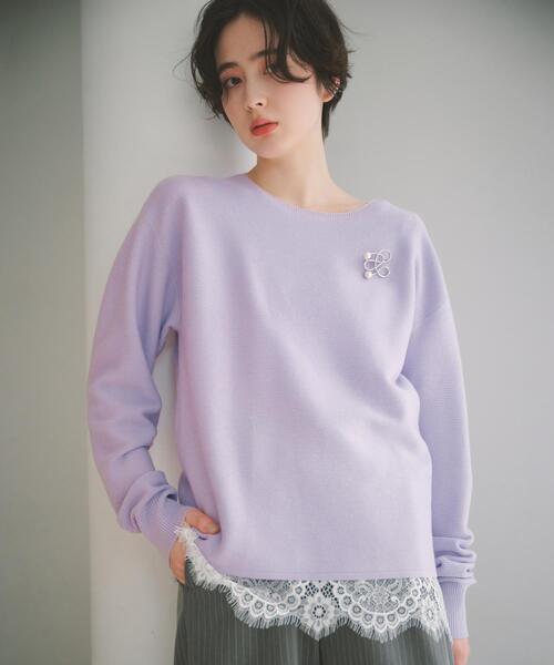 THE SHOP TK （ザ ショップ ティーケー ）の「【S-XLサイズ/選べる6色】どこから見ても美しい ガーターニット/洗濯機OK（ニット/セーター・レディース・ライトブルー/パープル/ライトグリーン/ナチュラル/スミクロ/オレンジ系・11/12/13/14）」の6枚目の写真