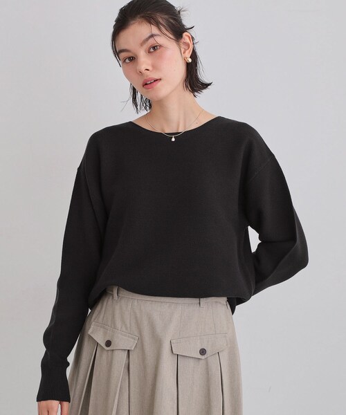 THE SHOP TK （ザ ショップ ティーケー ）の「【S-XLサイズ/選べる6色】どこから見ても美しい ガーターニット/洗濯機OK（ニット/セーター・レディース・ライトブルー/パープル/ライトグリーン/ナチュラル/スミクロ/オレンジ系・11/12/13/14）」の2枚目の写真