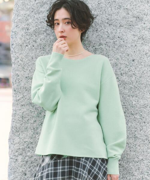 THE SHOP TK （ザ ショップ ティーケー ）の「【S-XLサイズ/選べる6色】どこから見ても美しい ガーターニット/洗濯機OK（ニット/セーター・レディース・ライトブルー/パープル/ライトグリーン/ナチュラル/スミクロ/オレンジ系・11/12/13/14）」の4枚目の写真