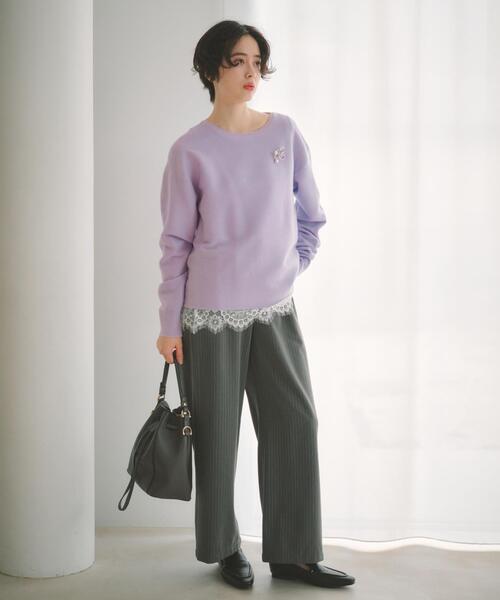 THE SHOP TK （ザ ショップ ティーケー ）の「【S-XLサイズ/選べる6色】どこから見ても美しい ガーターニット/洗濯機OK（ニット/セーター・レディース・ライトブルー/パープル/ライトグリーン/ナチュラル/スミクロ/オレンジ系・11/12/13/14）」の9枚目の写真