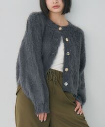 カール起毛ニットカーデ