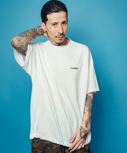 Subciety（サブサエティ）の「Drawstring tee（Tシャツ/カットソー・メンズ・スミクロ/ホワイト/ブラック・MEDIUM/LARGE/X-LARGE）」の20枚目の写真