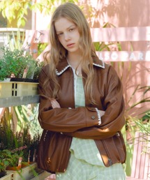 FURFUR（ファーファー）の「トリミング刺繍レザーライクブルゾン（ブルゾン）」