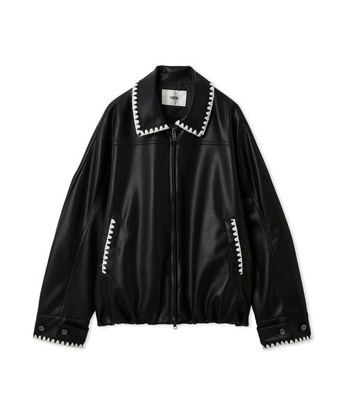 FURFUR（ファーファー）の「トリミング刺繍レザーライクブルゾン（ブルゾン・レディース・ブラック/ブラウン/ピンク・F）」の2枚目の写真