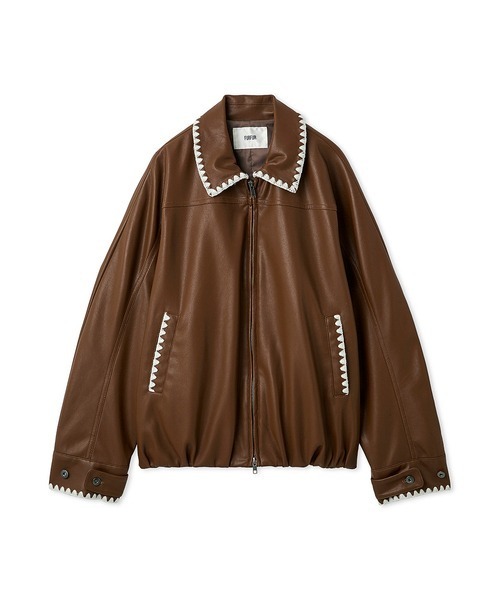 FURFUR（ファーファー）の「トリミング刺繍レザーライクブルゾン（ブルゾン・レディース・ブラック/ブラウン/ピンク・F）」の19枚目の写真