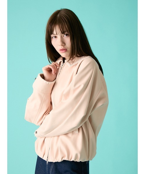 FURFUR（ファーファー）の「トリミング刺繍レザーライクブルゾン（ブルゾン・レディース・ブラック/ブラウン/ピンク・F）」の13枚目の写真