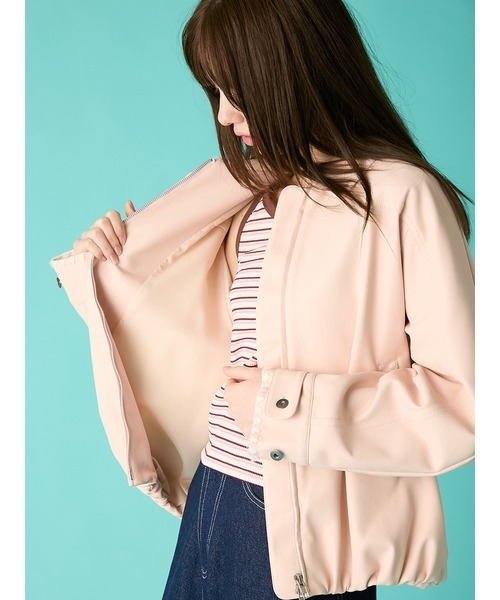 FURFUR（ファーファー）の「トリミング刺繍レザーライクブルゾン（ブルゾン・レディース・ブラック/ブラウン/ピンク・F）」の15枚目の写真