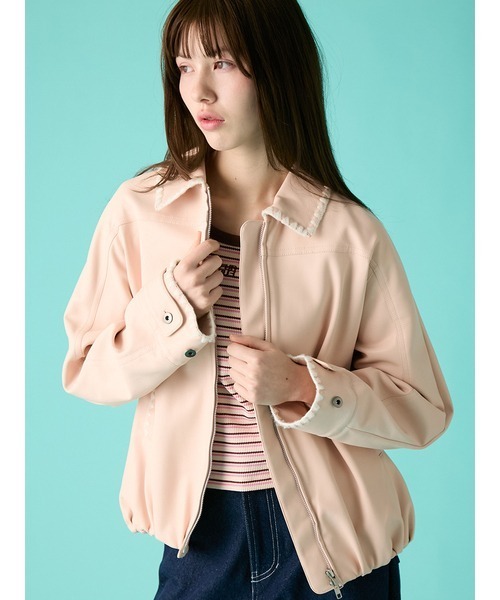 FURFUR（ファーファー）の「トリミング刺繍レザーライクブルゾン（ブルゾン・レディース・ブラック/ブラウン/ピンク・F）」の16枚目の写真